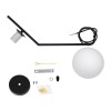 GloboStar® MONROE 00959 Μοντέρνο Κρεμαστό Φωτιστικό Μπάλα Μονόφωτο 1 x E27 IP20 Μαύρο Μέταλλο με Λευκό Γυαλί - Μ15 x Π15 x Υ49cm