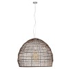 GloboStar® MALIBU 00967 Boho Κρεμαστό Φωτιστικό Πλέγμα Μονόφωτο 1 x E27 IP20 Καφέ Ξύλο - Μ100 x Π100 x Y86cm