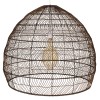 GloboStar® MALIBU 00967 Boho Κρεμαστό Φωτιστικό Πλέγμα Μονόφωτο 1 x E27 IP20 Καφέ Ξύλο - Μ100 x Π100 x Y86cm