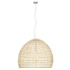 GloboStar® MALIBU 00974 Boho Κρεμαστό Φωτιστικό Πλέγμα Μονόφωτο 1 x E27 IP20 Μπεζ Ξύλο - Μ100 x Π100 x Υ86cm