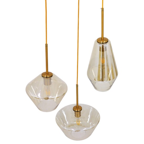 GLOBOSTAR® AMARIS 00978 Μοντέρνο Κρεμαστό Φωτιστικό Οροφής με Ντουί 3 x E27 AC 220-240V IP20 - Χρυσό Πλατίνα & Μελί - Μ50 x Π50 x Υ30cm GLOBOSTAR® AMARIS 00978 Μοντέρνο Κρεμαστό Φωτιστικό Οροφής με Ντουί 3 x E27 AC 220-240V IP20 - Χρυσό Πλατίνα & Μελί - Μ50 x Π50 x Υ30cm