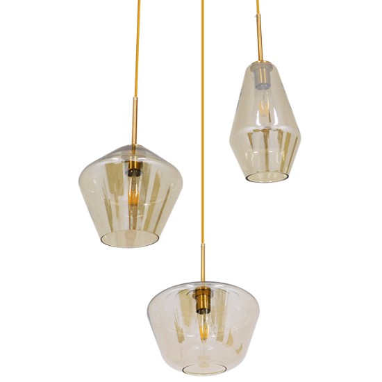 GLOBOSTAR® AMARIS 00978 Μοντέρνο Κρεμαστό Φωτιστικό Οροφής με Ντουί 3 x E27 AC 220-240V IP20 - Χρυσό Πλατίνα & Μελί - Μ50 x Π50 x Υ30cm GLOBOSTAR® AMARIS 00978 Μοντέρνο Κρεμαστό Φωτιστικό Οροφής με Ντουί 3 x E27 AC 220-240V IP20 - Χρυσό Πλατίνα & Μελί - Μ50 x Π50 x Υ30cm