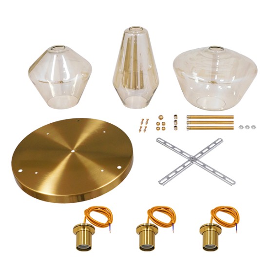 GLOBOSTAR® AMARIS 00978 Μοντέρνο Κρεμαστό Φωτιστικό Οροφής με Ντουί 3 x E27 AC 220-240V IP20 - Χρυσό Πλατίνα & Μελί - Μ50 x Π50 x Υ30cm GLOBOSTAR® AMARIS 00978 Μοντέρνο Κρεμαστό Φωτιστικό Οροφής με Ντουί 3 x E27 AC 220-240V IP20 - Χρυσό Πλατίνα & Μελί - Μ50 x Π50 x Υ30cm