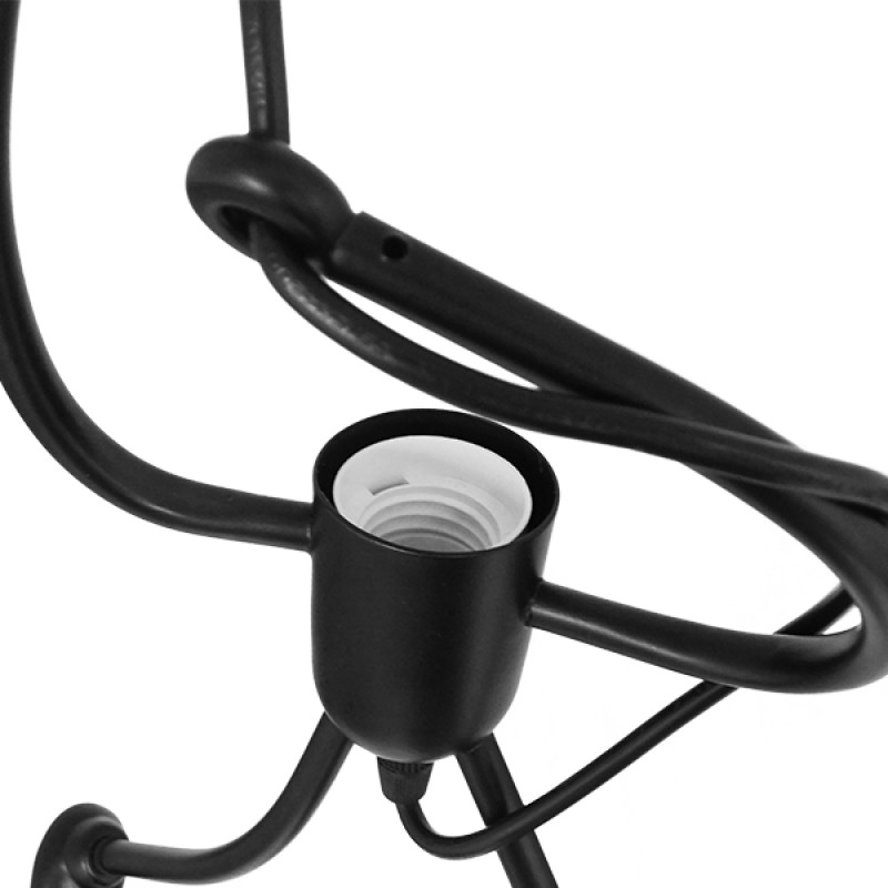 GloboStar® LITTLE MAN 00980 Μοντέρνο Κρεμαστό Φωτιστικό Φιγούρα Τρίφωτο 3 x E27 IP20 Μαύρο Μέταλλο - Μ70 x Π10 x Υ105cm