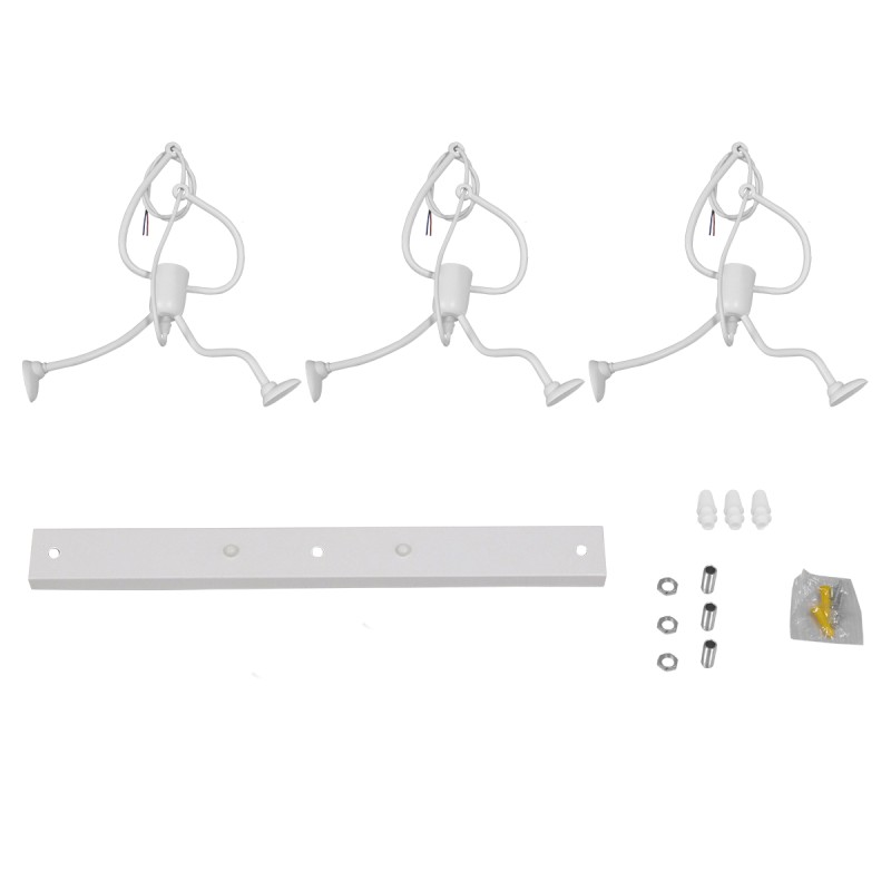 GloboStar® FIGURE 10000981 Παιδικό Κρεμαστό Φωτιστικό Ράγα Τρίφωτο 3 x E27 IP20 Λευκό Μέταλλο - Μ70 x Π10 x Υ105cm