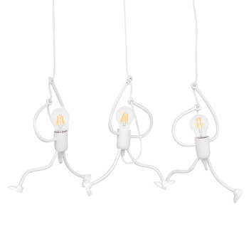 GLOBOSTAR® LITTLE MAN 00981 Μοντέρνο Κρεμαστό Φωτιστικό Οροφής με Ντουί 3 x E27 AC 220-240V IP20 - Λευκό - Μ70 x Π10 x Υ105cm