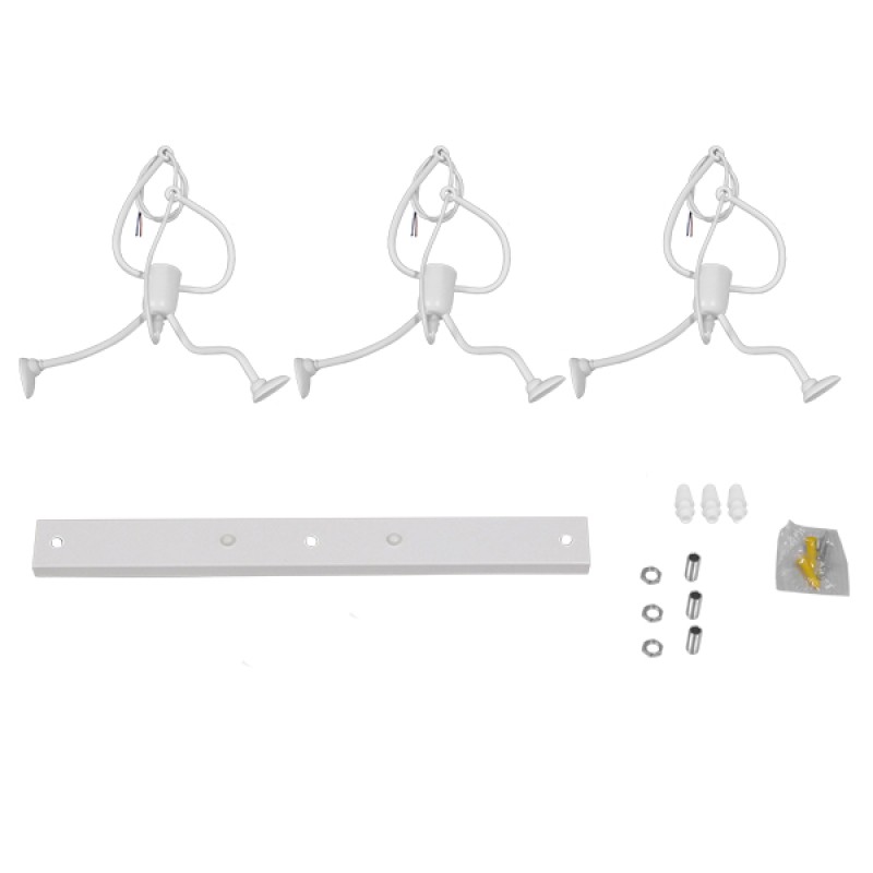 GloboStar® LITTLE MAN 00981 Μοντέρνο Κρεμαστό Φωτιστικό Φιγούρα Τρίφωτο 3 x E27 IP20 Λευκό Μέταλλο - Μ70 x Π10 x Υ105cm