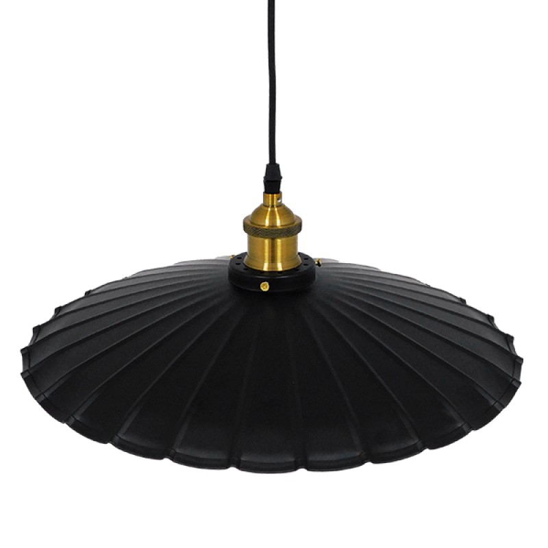 GloboStar® MARGI 00982 Vintage Κρεμαστό Φωτιστικό Καμπάνα Μονόφωτο 1 x E27 IP20 Μαύρο & Χρυσό Μέταλλο - Μ40 x Π40 x Y15cm