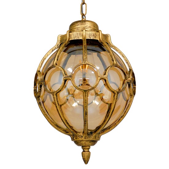 GloboStar® ETOILE 00987 Vintage Κρεμαστό Φωτιστικό Μπάλα Μονόφωτο 1 x E27 IP20 Μπρούτζινο & Χρυσό Μέταλλο με Μελί Γυαλί - Μ28 x Π28 x Y38cm GloboStar® ETOILE 00987 Vintage Κρεμαστό Φωτιστικό Μπάλα Μονόφωτο 1 x E27 IP20 Μπρούτζινο & Χρυσό Μέταλλο με Μελί Γυαλί - Μ28 x Π28 x Y38cm