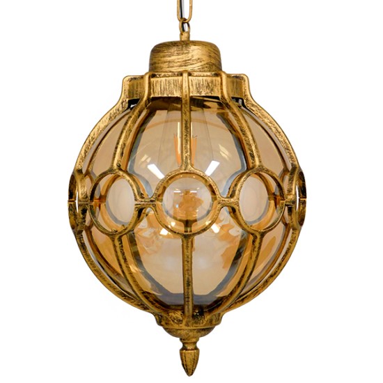 GloboStar® ETOILE 00987 Vintage Κρεμαστό Φωτιστικό Μπάλα Μονόφωτο 1 x E27 IP20 Μπρούτζινο & Χρυσό Μέταλλο με Μελί Γυαλί - Μ28 x Π28 x Y38cm GloboStar® ETOILE 00987 Vintage Κρεμαστό Φωτιστικό Μπάλα Μονόφωτο 1 x E27 IP20 Μπρούτζινο & Χρυσό Μέταλλο με Μελί Γυαλί - Μ28 x Π28 x Y38cm