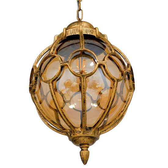 GloboStar® ETOILE 00987 Vintage Κρεμαστό Φωτιστικό Μπάλα Μονόφωτο 1 x E27 IP20 Μπρούτζινο & Χρυσό Μέταλλο με Μελί Γυαλί - Μ28 x Π28 x Y38cm GloboStar® ETOILE 00987 Vintage Κρεμαστό Φωτιστικό Μπάλα Μονόφωτο 1 x E27 IP20 Μπρούτζινο & Χρυσό Μέταλλο με Μελί Γυαλί - Μ28 x Π28 x Y38cm