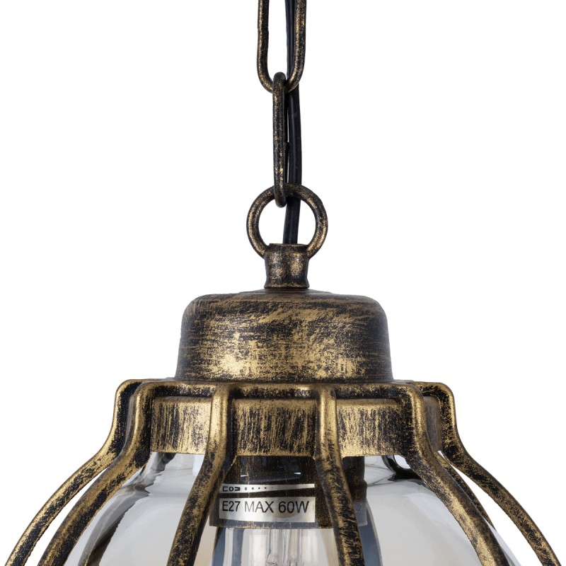 GloboStar® ETOILE 00988 Vintage Κρεμαστό Φωτιστικό Μπάλα Μονόφωτο 1 x E27 IP20 Μπρούτζινο Μέταλλο με Μελί Γυαλί - Μ18 x Π18 x Y27cm