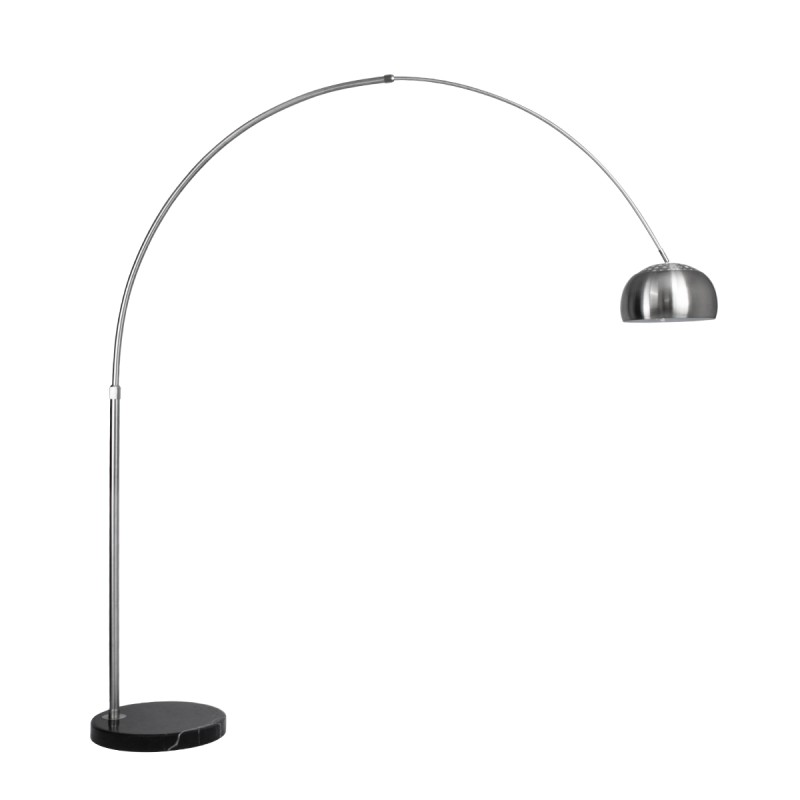 GloboStar® PRAGUE 00990 Μοντέρνο Επιδαπέδιο Φωτιστικό Μονόφωτο 1 x E27 IP20 Ασημί Αλουμίνιο με Μαύρο Μάρμαρο - Μ210 x Π45 x Υ220cm