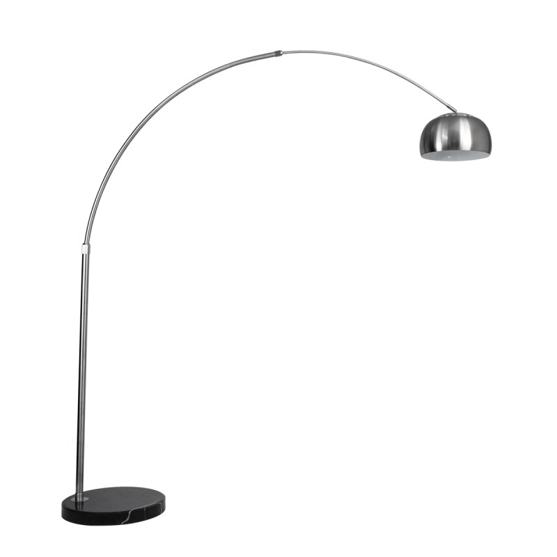 GloboStar® PRAGUE 00990 Μοντέρνο Επιδαπέδιο Φωτιστικό Μονόφωτο 1 x E27 IP20 Ασημί Αλουμίνιο με Μαύρο Μάρμαρο - Μ210 x Π45 x Υ220cm