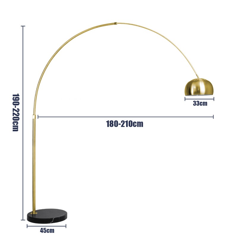 GLOBOSTAR® PRAGUE 00992 Μοντέρνο Επιδαπέδιο Φωτιστικό με Ντουί 1 x E27 AC 220-240V IP20 - Χρυσό Βούρτσας - Μ210 x Π45 x Υ220cm
