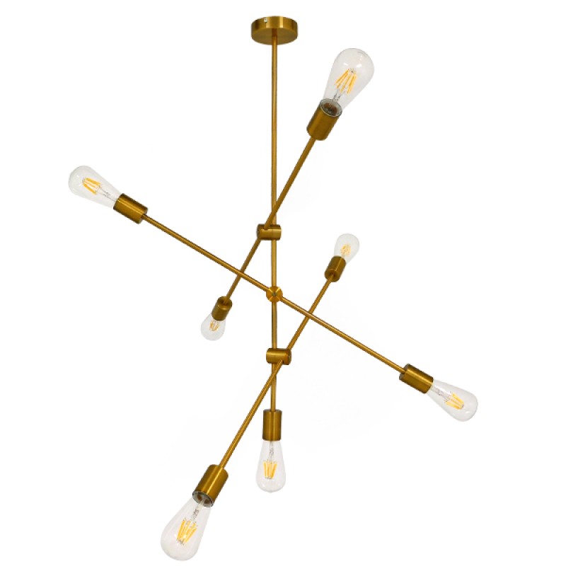 GloboStar® ESTHER 00993 Μοντέρνο Φωτιστικό Οροφής Πλέγμα Πολύφωτο 7 x E27 IP20 Χρυσό Μέταλλο - Μ75 x Π75 x Υ88cm