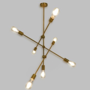 GLOBOSTAR® ESTHER 00993 Μοντέρνο Κρεμαστό Φωτιστικό Οροφής με Ντουί 7 x E27 AC 220-240V IP20 - Χρυσό - Μ75 x Π75 x Υ88cm