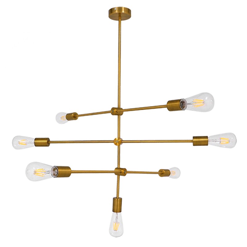 GloboStar® ESTHER 00993 Μοντέρνο Φωτιστικό Οροφής Πλέγμα Πολύφωτο 7 x E27 IP20 Χρυσό Μέταλλο - Μ75 x Π75 x Υ88cm