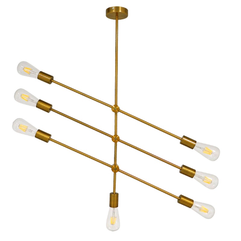 GloboStar® ESTHER 00993 Μοντέρνο Φωτιστικό Οροφής Πλέγμα Πολύφωτο 7 x E27 IP20 Χρυσό Μέταλλο - Μ75 x Π75 x Υ88cm