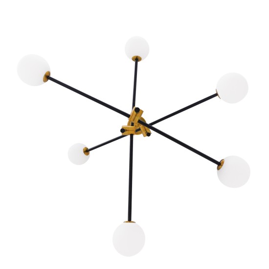 GloboStar® VELVET 00994 Μοντέρνο Φωτιστικό Οροφής Πλέγμα Πολύφωτο 6 x G9 IP20 Μαύρο & Χρυσό Μέταλλο με Λευκό Γυαλί - Μ80 x Π80 x Υ85cm GloboStar® VELVET 00994 Μοντέρνο Φωτιστικό Οροφής Πλέγμα Πολύφωτο 6 x G9 IP20 Μαύρο & Χρυσό Μέταλλο με Λευκό Γυαλί - Μ80 x Π80 x Υ85cm