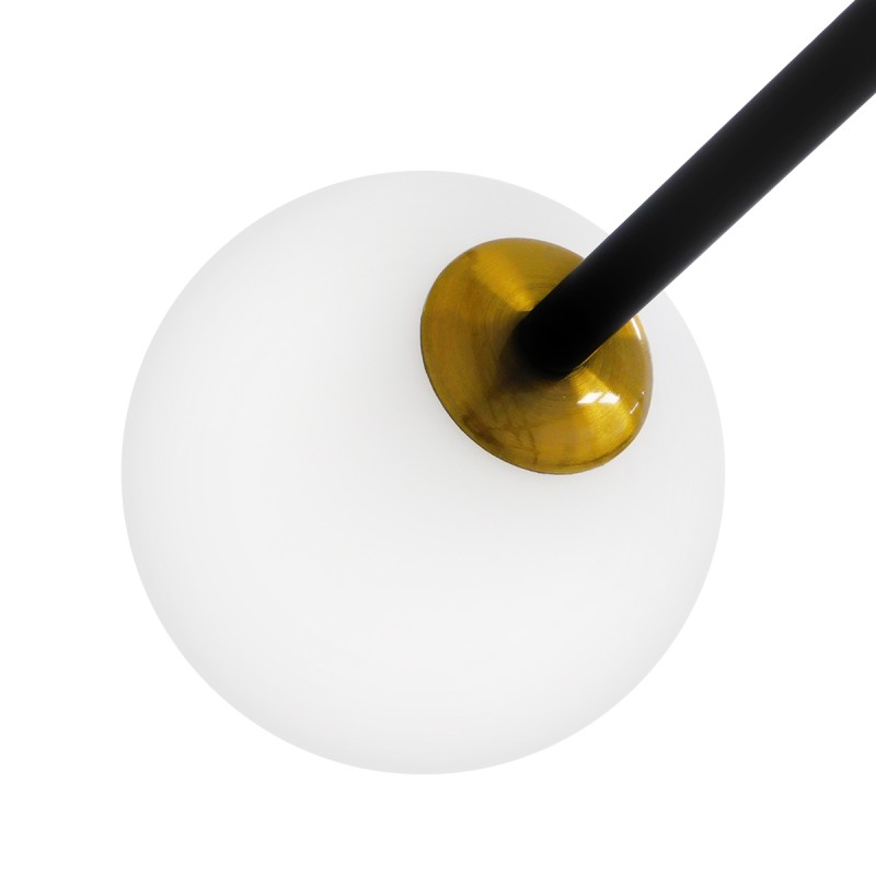 GloboStar® VELVET 00994 Μοντέρνο Φωτιστικό Οροφής Πλέγμα Πολύφωτο 6 x G9 IP20 Μαύρο & Χρυσό Μέταλλο με Λευκό Γυαλί - Μ80 x Π80 x Υ85cm