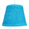 GloboStar® PLAYROOM 00995 Vintage Κρεμαστό Φωτιστικό Καμπάνα Μονόφωτο 1 x E27 IP20 Μπλε Rattan - Μ32 x Π32 x Υ27cm