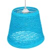 GloboStar® PLAYROOM 00995 Vintage Κρεμαστό Φωτιστικό Καμπάνα Μονόφωτο 1 x E27 IP20 Μπλε Rattan - Μ32 x Π32 x Υ27cm