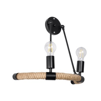 GLOBOSTAR® CROWN 01002 Vintage Φωτιστικό Τοίχου - Απλίκα με Ντουί 2 x E27 AC 220-240V IP20 - Μαύρο & Μπεζ - Μ41 x Π24 x Υ40cm