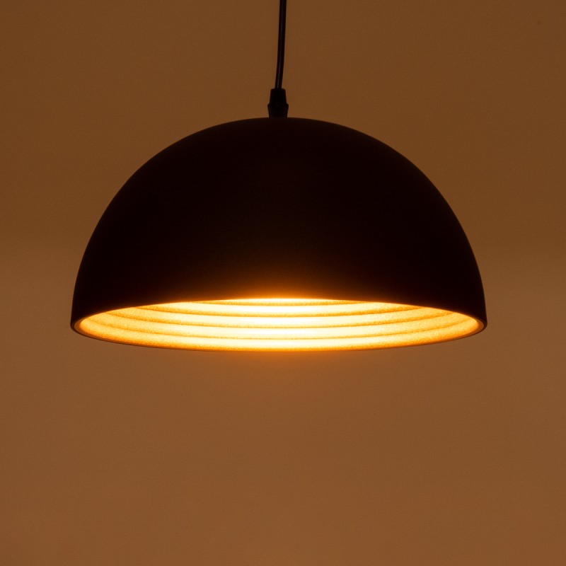 GloboStar® MEDEA 01004 Μοντέρνο Κρεμαστό Φωτιστικό Καμπάνα Μονόφωτο 1 x E27 IP20 Μαύρο & Χρυσό Μέταλλο - Μ30 x Π30 x Y16cm
