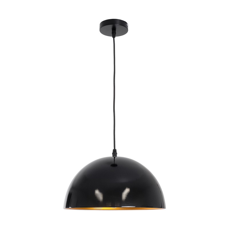 GloboStar® MEDEA 01004 Μοντέρνο Κρεμαστό Φωτιστικό Καμπάνα Μονόφωτο 1 x E27 IP20 Μαύρο & Χρυσό Μέταλλο - Μ30 x Π30 x Y16cm
