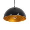 GloboStar® MEDEA 01004 Μοντέρνο Κρεμαστό Φωτιστικό Καμπάνα Μονόφωτο 1 x E27 IP20 Μαύρο & Χρυσό Μέταλλο - Μ30 x Π30 x Y16cm