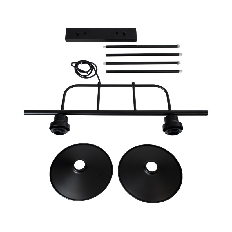 GloboStar® REGAL 01007 Vintage Φωτιστικό Οροφής Ράγα Δίφωτο 2 x E27 IP20 Μαύρο Μέταλλο - Μ67 x Π26 x Υ85cm