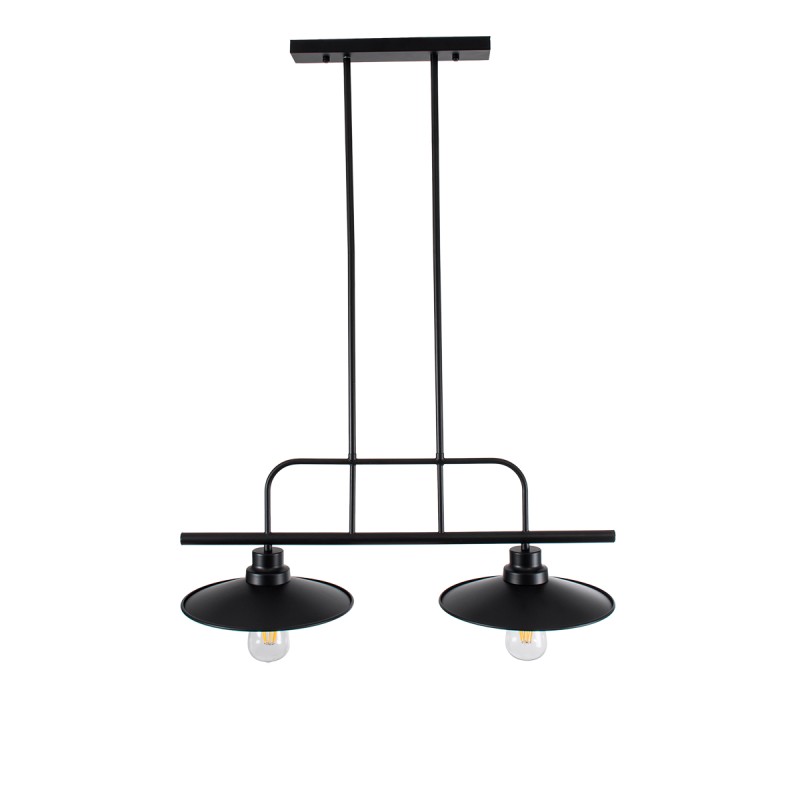 GloboStar® REGAL 01007 Vintage Φωτιστικό Οροφής Ράγα Δίφωτο 2 x E27 IP20 Μαύρο Μέταλλο - Μ67 x Π26 x Υ85cm