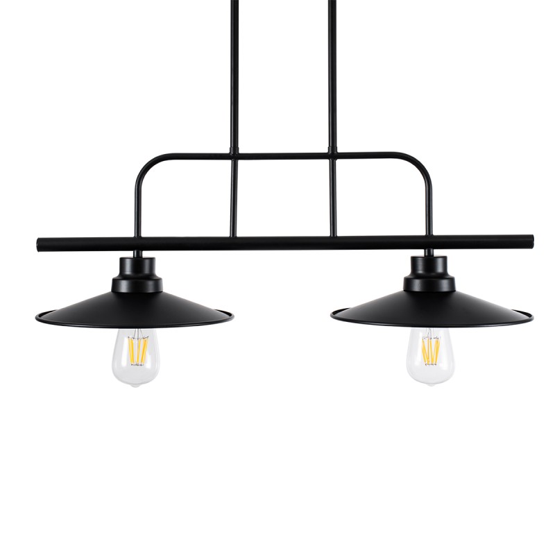 GloboStar® REGAL 01007 Vintage Φωτιστικό Οροφής Ράγα Δίφωτο 2 x E27 IP20 Μαύρο Μέταλλο - Μ67 x Π26 x Υ85cm