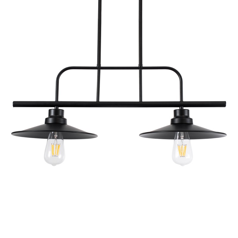 GloboStar® REGAL 01007 Vintage Φωτιστικό Οροφής Ράγα Δίφωτο 2 x E27 IP20 Μαύρο Μέταλλο - Μ67 x Π26 x Υ85cm