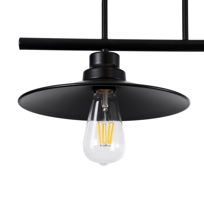 GloboStar® REGAL 01007 Vintage Φωτιστικό Οροφής Ράγα Δίφωτο 2 x E27 IP20 Μαύρο Μέταλλο - Μ67 x Π26 x Υ85cm