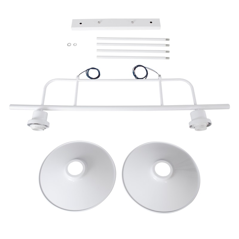 GloboStar® REGAL 01008 Vintage Φωτιστικό Οροφής Ράγα Δίφωτο 2 x E27 IP20 Λευκό Μέταλλο - Μ80 x Π26 x Υ82cm