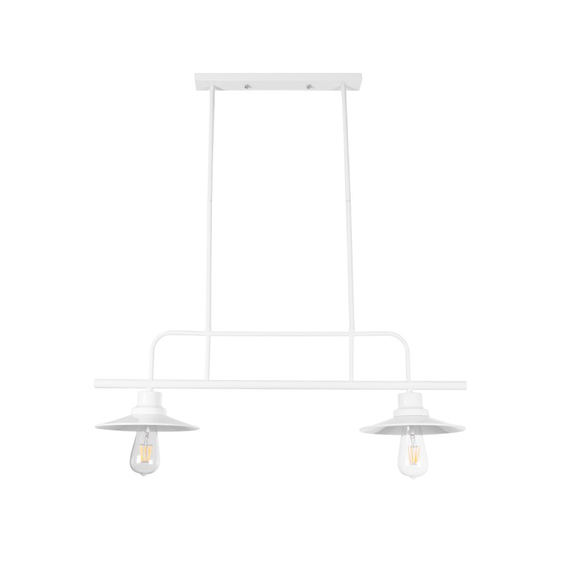 GloboStar® REGAL 01008 Vintage Φωτιστικό Οροφής Ράγα Δίφωτο 2 x E27 IP20 Λευκό Μέταλλο - Μ80 x Π26 x Υ82cm