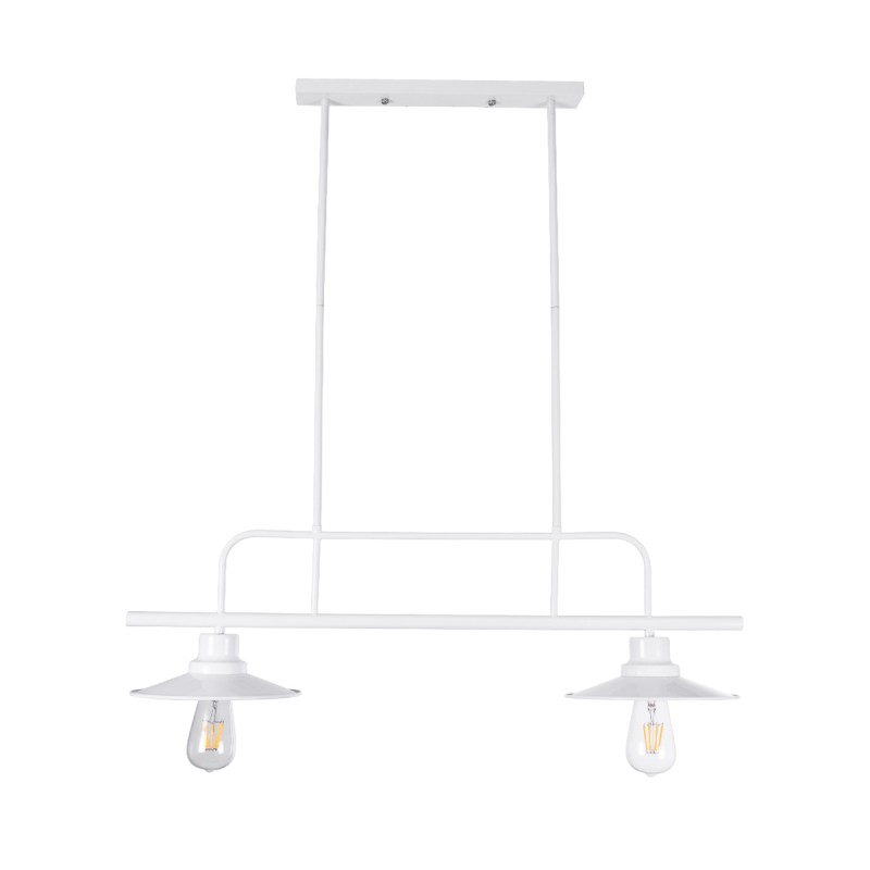 GloboStar® REGAL 01008 Vintage Φωτιστικό Οροφής Ράγα Δίφωτο 2 x E27 IP20 Λευκό Μέταλλο - Μ80 x Π26 x Υ82cm