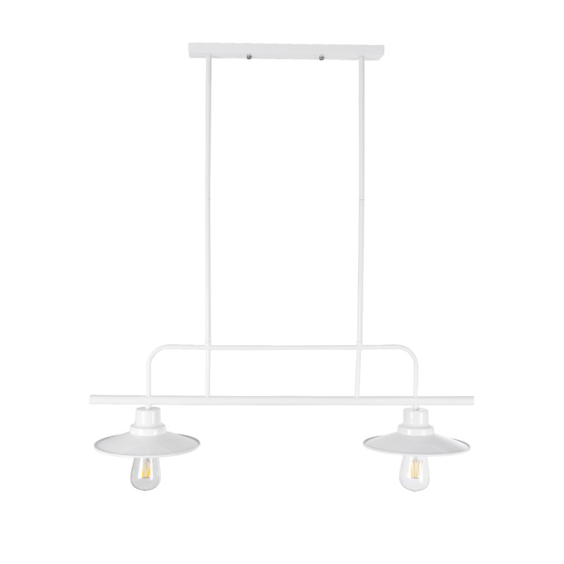 GloboStar® REGAL 01008 Vintage Φωτιστικό Οροφής Ράγα Δίφωτο 2 x E27 IP20 Λευκό Μέταλλο - Μ80 x Π26 x Υ82cm