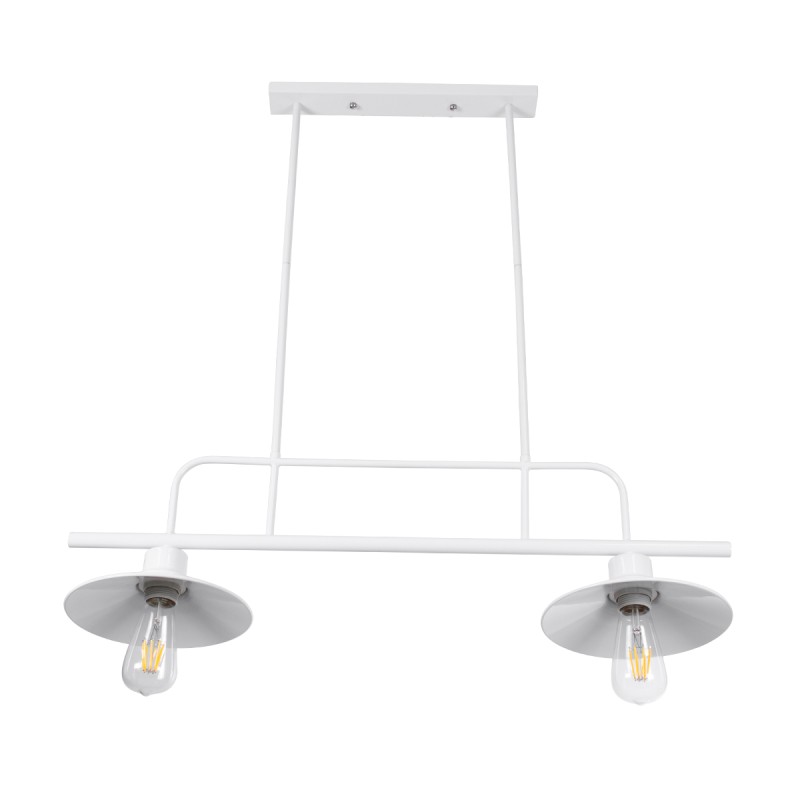 GloboStar® REGAL 01008 Vintage Φωτιστικό Οροφής Ράγα Δίφωτο 2 x E27 IP20 Λευκό Μέταλλο - Μ80 x Π26 x Υ82cm