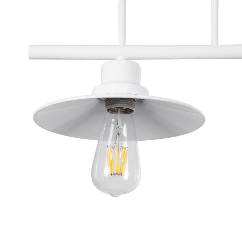 GloboStar® REGAL 01008 Vintage Φωτιστικό Οροφής Ράγα Δίφωτο 2 x E27 IP20 Λευκό Μέταλλο - Μ80 x Π26 x Υ82cm