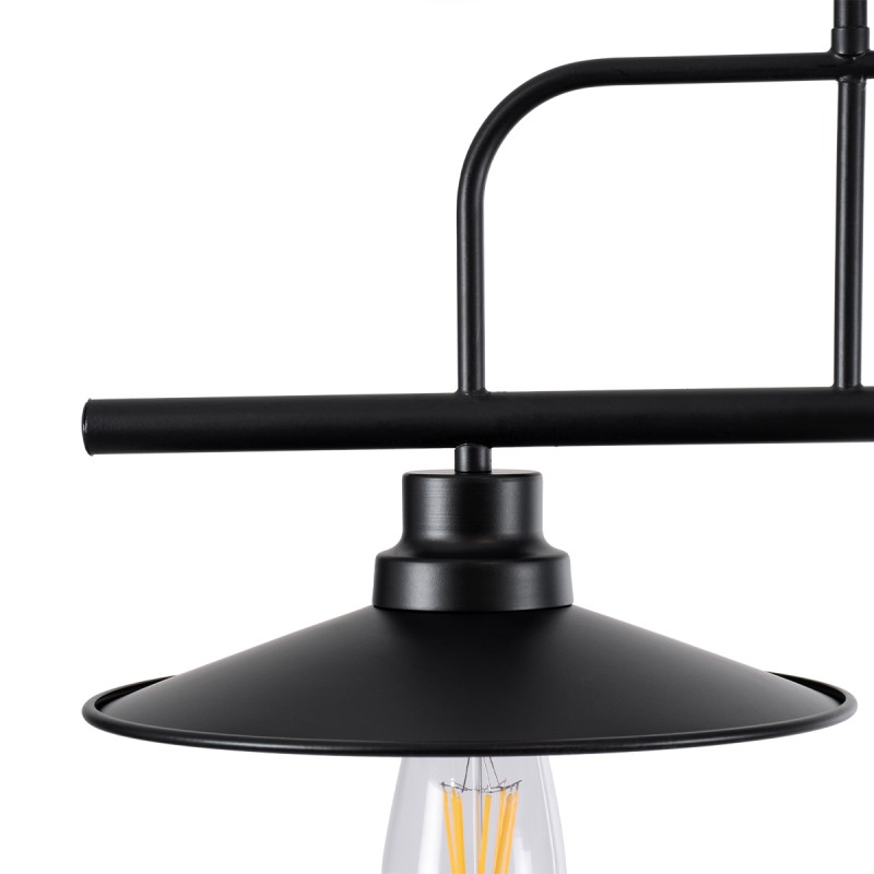 GloboStar® REGAL 01009 Vintage Φωτιστικό Οροφής Ράγα Τρίφωτο 3 x E27 IP20 Μαύρο Μέταλλο - Μ110 x Π26 x Υ75cm