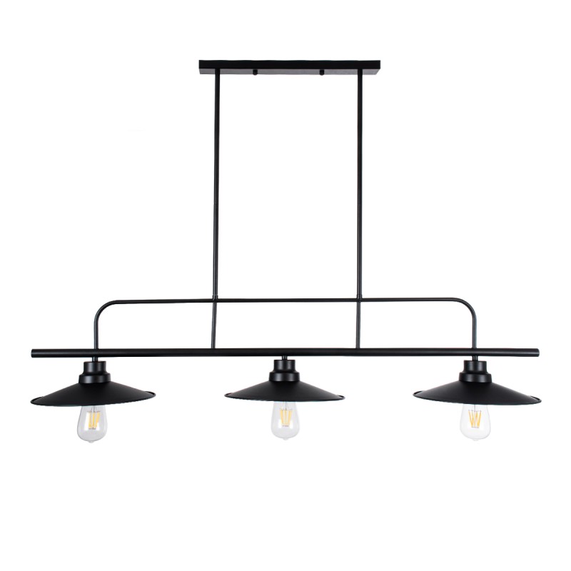 GloboStar® REGAL 01009 Vintage Φωτιστικό Οροφής Ράγα Τρίφωτο 3 x E27 IP20 Μαύρο Μέταλλο - Μ110 x Π26 x Υ75cm
