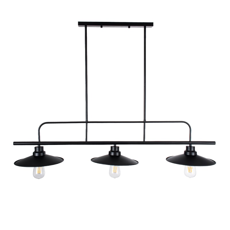 GloboStar® REGAL 01009 Vintage Φωτιστικό Οροφής Ράγα Τρίφωτο 3 x E27 IP20 Μαύρο Μέταλλο - Μ110 x Π26 x Υ75cm