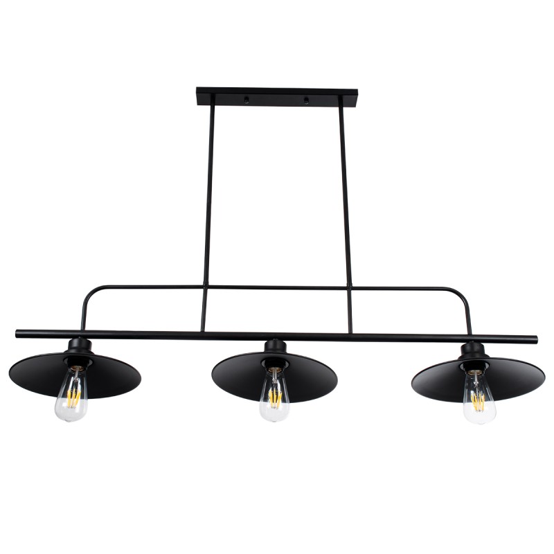 GloboStar® REGAL 01009 Vintage Φωτιστικό Οροφής Ράγα Τρίφωτο 3 x E27 IP20 Μαύρο Μέταλλο - Μ110 x Π26 x Υ75cm