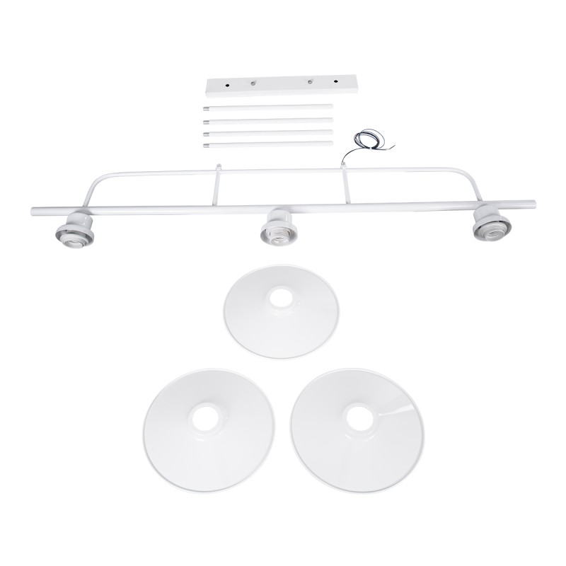 GloboStar® REGAL 01010 Vintage Φωτιστικό Οροφής Ράγα Τρίφωτο 3 x E27 IP20 Λευκό Μέταλλο - Μ110 x Π26 x Υ75cm