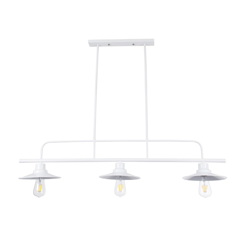 GloboStar® REGAL 01010 Vintage Φωτιστικό Οροφής Ράγα Τρίφωτο 3 x E27 IP20 Λευκό Μέταλλο - Μ110 x Π26 x Υ75cm