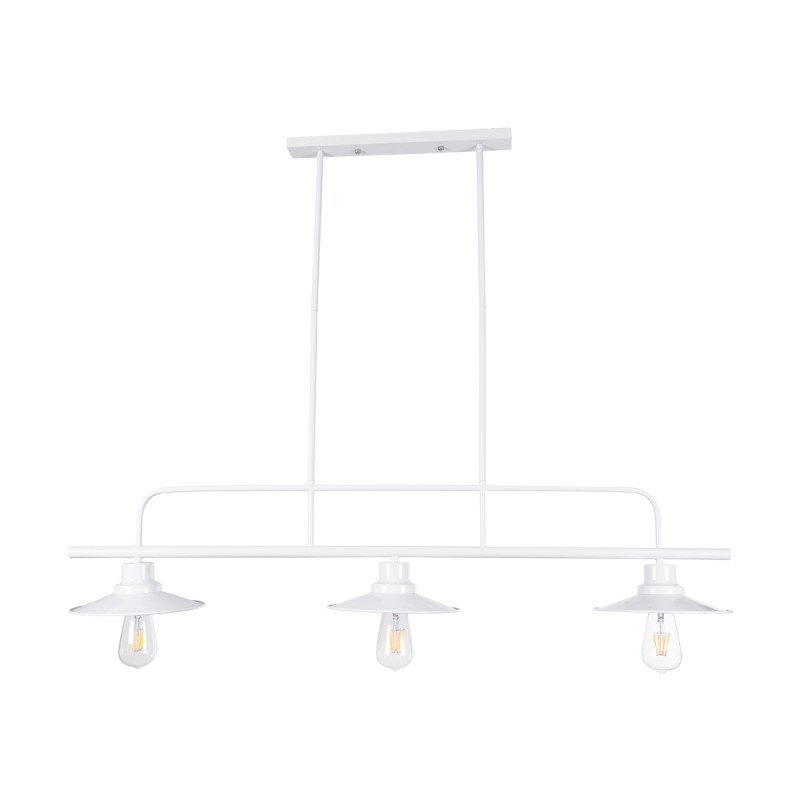 GloboStar® REGAL 01010 Vintage Φωτιστικό Οροφής Ράγα Τρίφωτο 3 x E27 IP20 Λευκό Μέταλλο - Μ110 x Π26 x Υ75cm