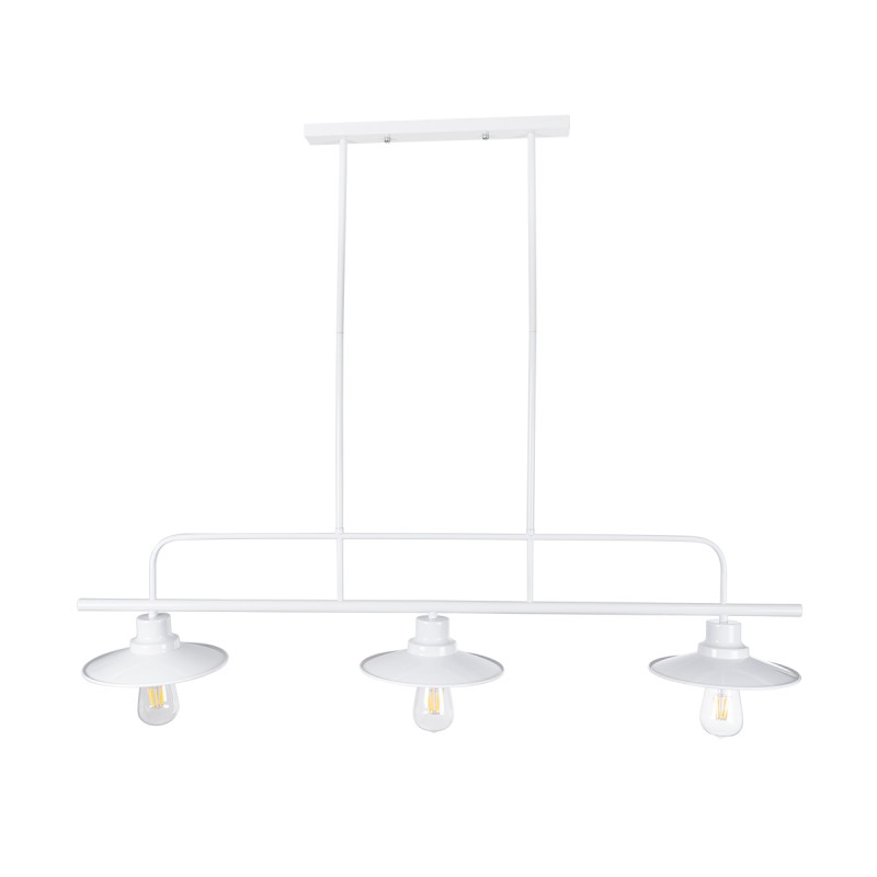 GloboStar® REGAL 01010 Vintage Φωτιστικό Οροφής Ράγα Τρίφωτο 3 x E27 IP20 Λευκό Μέταλλο - Μ110 x Π26 x Υ75cm